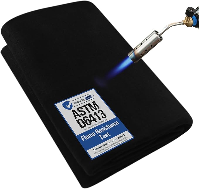 Fireproof Welding Blanket - 40x40 Inch, Matska Carbon Felt Soldering Mat & Pad, ASTM D6413 Certified 5mm Flame Retardant Fabric, Heat Shield for Brazing, Automotive Repair, Grill & Smoker, Black