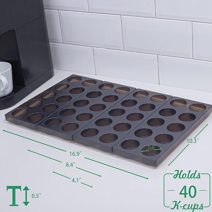 Coffee Pod Storage Organizer for Kitchen Drawer Holders 20 K CUP, Premium Plastic Tray With Non-slip mat