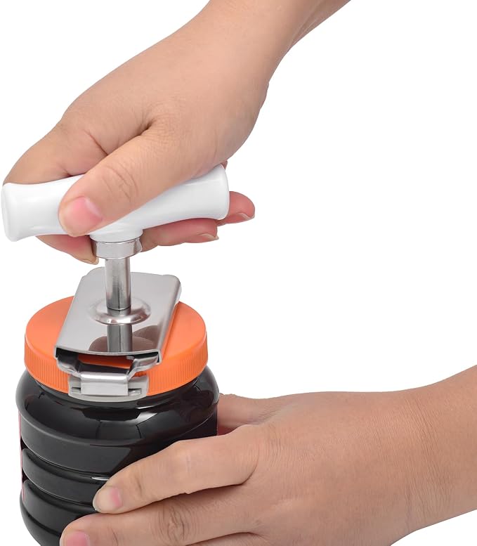 Kichwit Jar Opener for Weak Hands | Stainless Steel Jar Bottle Opener for Seniors with Arthritis, Plastic Handle