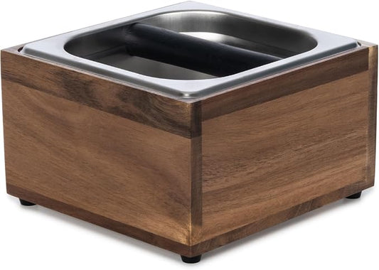 Espresso Knock Box Coffee Puck Dump Bin Grounds Accessories Tamping Station | Quiet Design Coffee Knock Box Espresso Puck Tamp Station Espresso Large Capacity Non-slip Base Stainless Steel Barist Tools