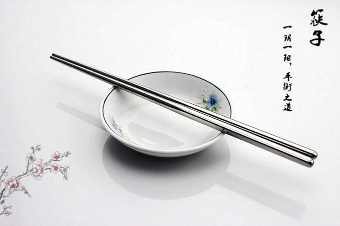 Stainless Steel Chopsticks Metal Reusable Dining Chopsticks 10 Pairs