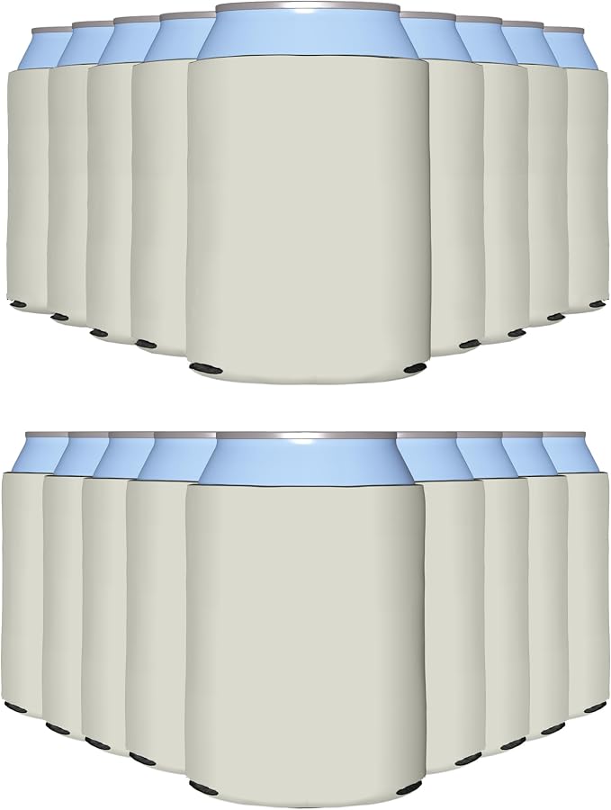 PartyPrints 100 Pack Grey Sandstone Blank Can Cooler Sleeves, Customizable Bulk Sublimation Insulated Foam for Beer, Collapsible Plain Drink Holder, Cold Soda Insulator, 12oz Regular, 16oz Tall Cans