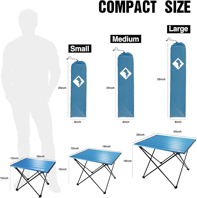 VILLEY Portable Camping Side Table, Ultralight Aluminum Folding Beach Table | Lightweight & Portable, Aluminum Folding Table with Carry Bag for Camping, Outdoor Cooking, Beach, Picnic, Boat & Travel