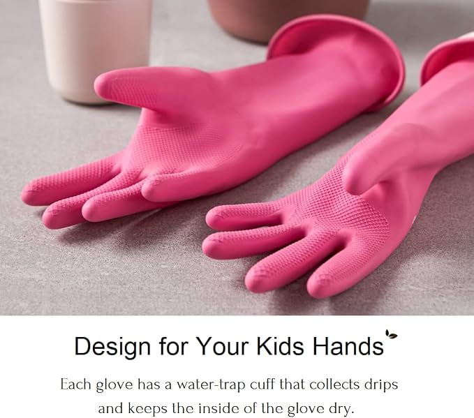 Myungjin Kids Reusable Waterproof Rubber Gloves | Cooking, Dishwashing, Cleaning, Painting, Pet Care, Crafts