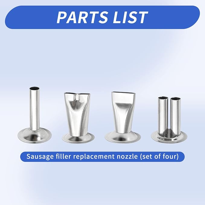 Hoypeyfiy Stainless Steel Jerky Gun Nozzles, Sausage Maker Nozzles 4Pcs Handmade Beef Jerky Nozzles (stainless steel jerky nozzle)