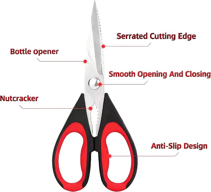 Magnificent Kitchen Scissors Heavy Duty - Multi-Purpose Kitchen Shears for Meat, Poultry, Food - Stainless Steel Cooking Scissors - Dishwasher Safe Culinary Shears