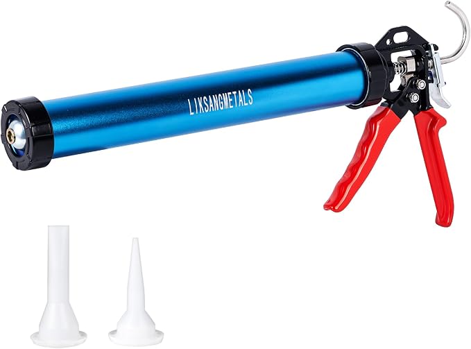 Three bearing energy-saving blue aluminum tube universal sausage glue gun, reusable to prevent dripping, 12:1 thrust, uniform thrust (one picece)