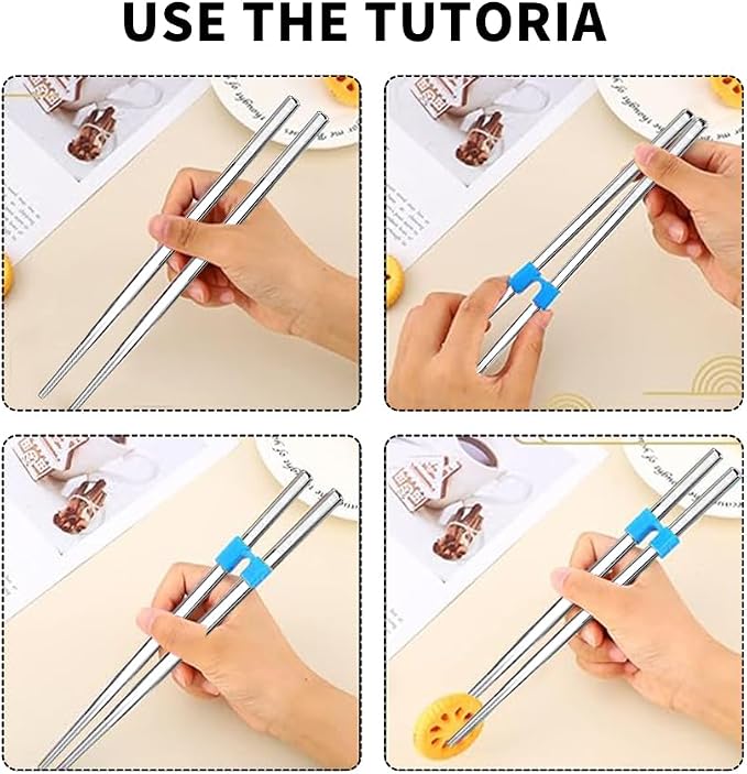 10 Pcs Reusable Chopstick Helpers Training Chopsticks Beginners Training Chopsticks for AdultsChinese Chopstick Helper for Adults, Kids, Beginner, Trainers Practice Chinese Japanese Korean Food