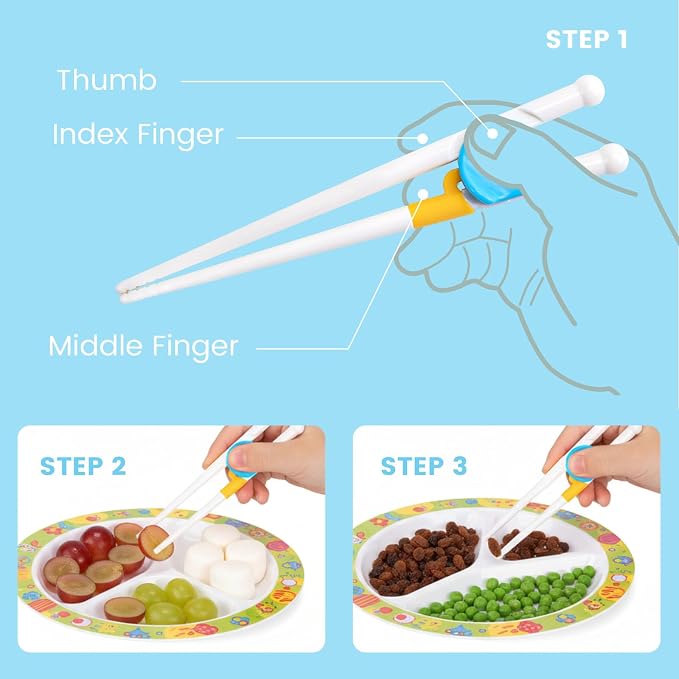 Chopsticks for Kids, 2 Pairs Training Chopsticks for Toddlers Beginners Baby Children Learning and Practice, Easy Mealtime & Fine Motor Skill Development, Non-Slip Grip, Dishwasher Safe | Beginners Children Learning and Practice, Easy Mealtime & Fine M...