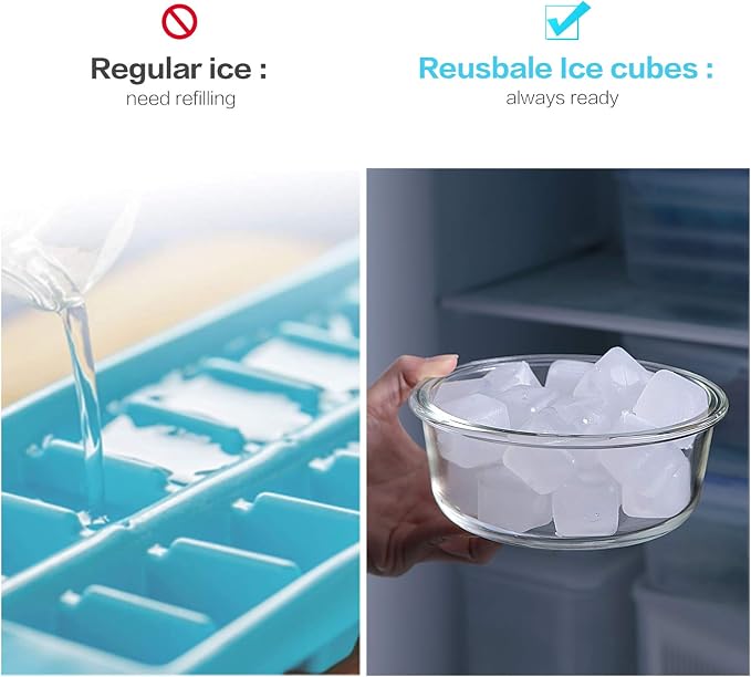 Reuable Ice Cube for Drinks - White Clear Plastic Ice Cube to Keep Drink Cool Longer Filled With Pure Water (20 Packs)