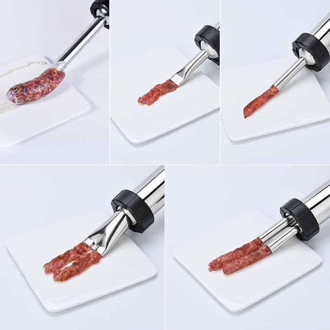 Professional Beef Jerky Gun Kits, Stainless Steel Jerky Maker, Jerky Cannon, Meat Gun with 5 Stainless Nozzles and 5 Brushes