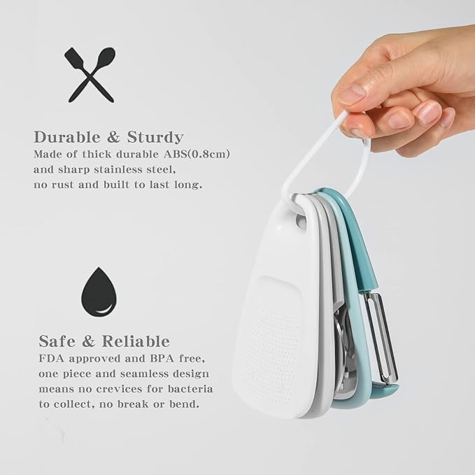 Kitchen Gadgets Set, Stackable for Saving Space, Blue, 5 Pieces | Durable Cooking Tools, Space Saving for Small Kitchen, Accessories for RV Camper Inside, Dishwasher Safe