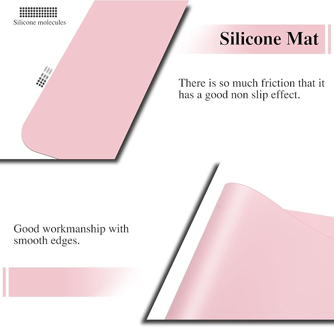 Silicone Mats Large Size, 2Pcs 27.5"x 19.5" Pink Silicone Craft Mat, Silicone Mats for Heat Resistant, Kitchen Counter, Paiting, Jewelry