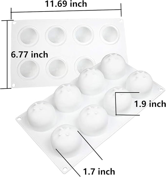 OCPO KITCHEN Orange Silicone Mold for Baking Mousse Cake, Chocolate, Fruit Dessert, Pudding, Jelly, Ice Cream Mould, Cake Decoration Mold, Non-Stick and Easy Release, 3D Orange Shape (8-Cavity)