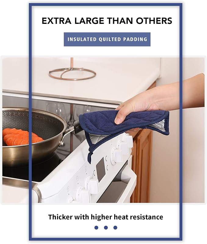 Joyhalo 5 Pack Pot Holders for Kitchen Clearance | Cotton Made, Machine Washable, Heat Resistant Potholder, Hot Pads, Trivet for Cooking and Baking, Dark Blue