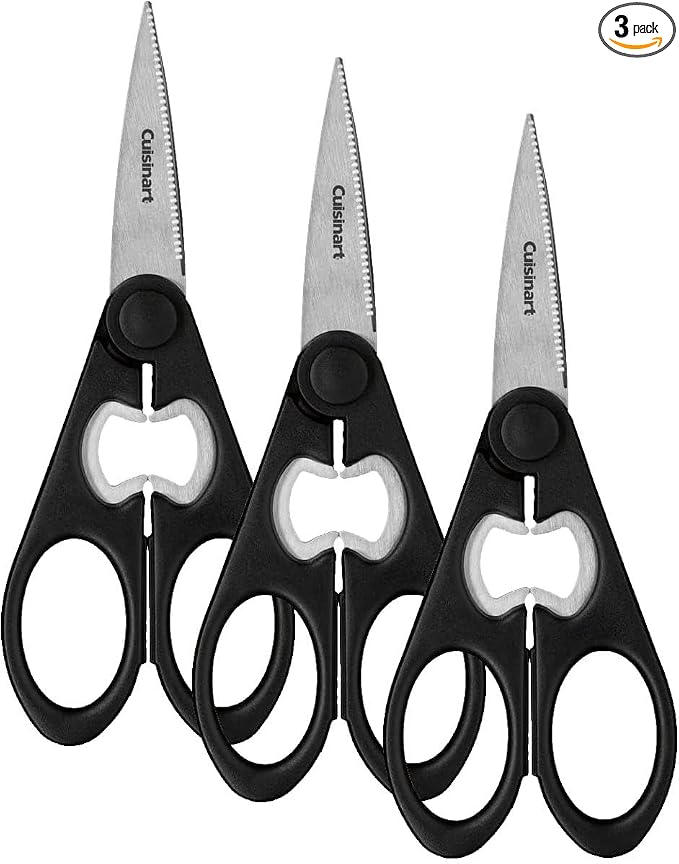 Cuisinart Shears, 8 Inch Kitchen Scissors, Black (Pack of 3)