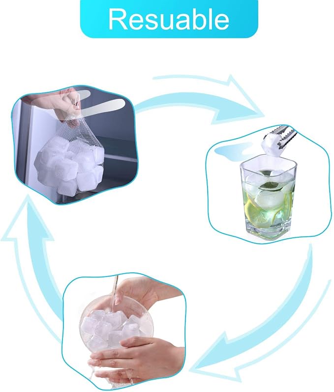 Reuable Ice Cube for Drinks - White Clear Plastic Ice Cube to Keep Drink Cool Longer Filled With Pure Water (20 Packs)
