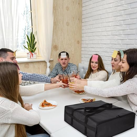 Insulated Pizza Delivery Bag for Carry Hot, 20" x 20" x 6" Black 1Pk | Carrier Warmer for Hot/Cold Food, Insulated Food Delivery Bag, Insulated Grocery Cooler Bags for Catering/Drivers, Commercial