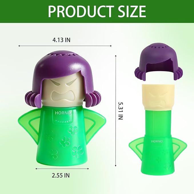 HORNO Angry Mama Microwave Oven Steam Cleaner (Green) | Angry Mama Microwave Oven Steam Cleaner and Disinfects With Vinegar and Water for Kitchens，Cut Cleaning Time by Half