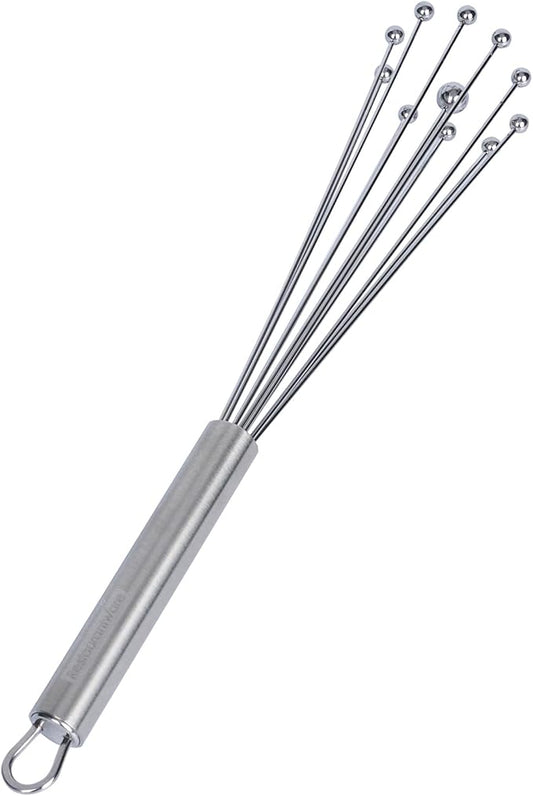 Restaurantware-German Standard 10.6 Inch Ball Whisks, 6 Dishwashable Kitchen Whisks - Ergonomic Handle, Durable, Stainless Steel Manual Egg Beater, Suitable For Whisking, Stirring, Mixing, Beating