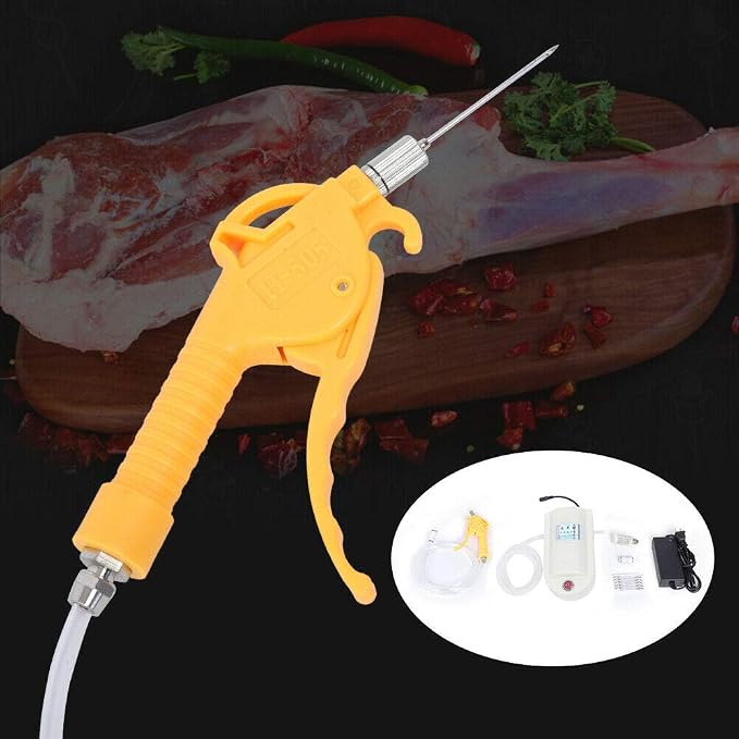 Electric Meat Marinade Injector Pump with Dual Guns, 10 Stainless Steel Needles, Food-grade Silicone Tube, 50W Electric Pump Gun for Lamb, Beef, Pork, BBQ, Home Kitchen Cooking, Easy to Use and Clean