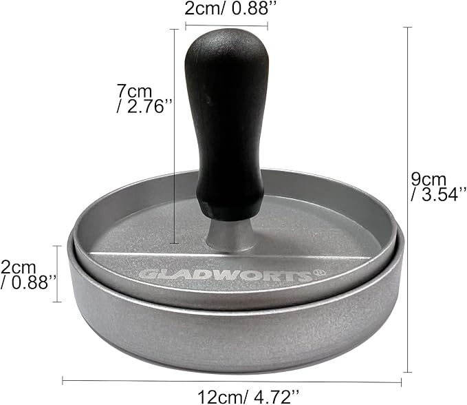 Hamburger Press Patty Maker Cast Aluminium + 100 Non-Stick Papers, Quarter Pound Burger Press Metal Burger Mold Presser, 1/4 lb, 4.5 inch