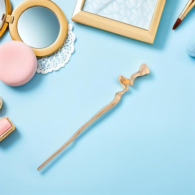 2pcs Chinese Hair Sticks: Gold Hair Chopsticks - Geometric Metal Pins for Women Bun Maker Chignon Maker Accessories