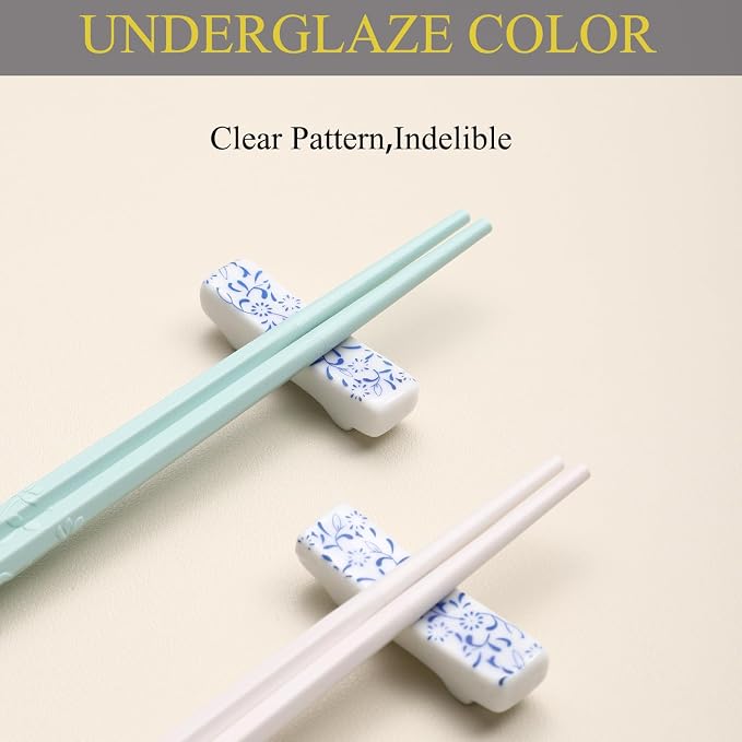 Ceramic Chopsticks Holder Set of 5 Blue and White | Porcelain, Chopstick Rest, Fork Stand Holder