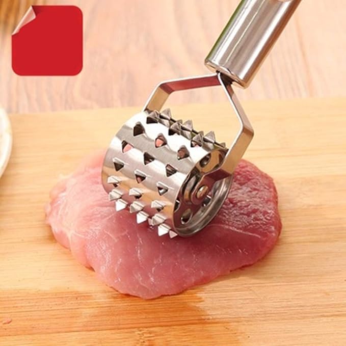 Meat Tenderizer- Stainless Steel Meat Tenderizer Roller Rolling Hammer-Pizza Roll Meat Needle Pin Hole Punch for Steak Chicken Pork Beef