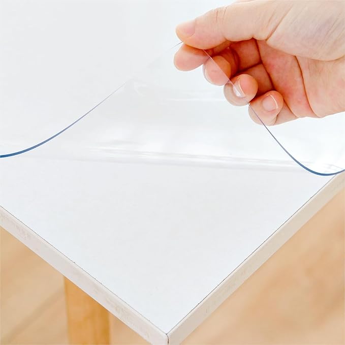 35 x 70 Inch Clear Table Cover Protector, Clear Table Protector for Dining Room Table, 1.5mm Plastic Table Cover, Waterproof Table Pad for Kitchen, Office