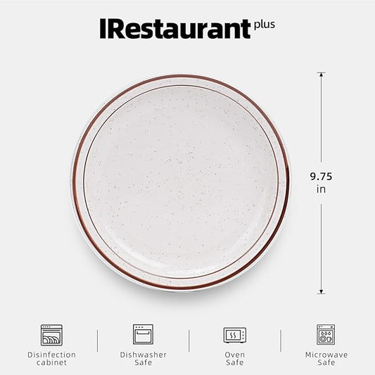 Stoneware Narrow Rim Commercial Grade Dinnerware Brown Speckle, Plate 9 5/8", Case of 24