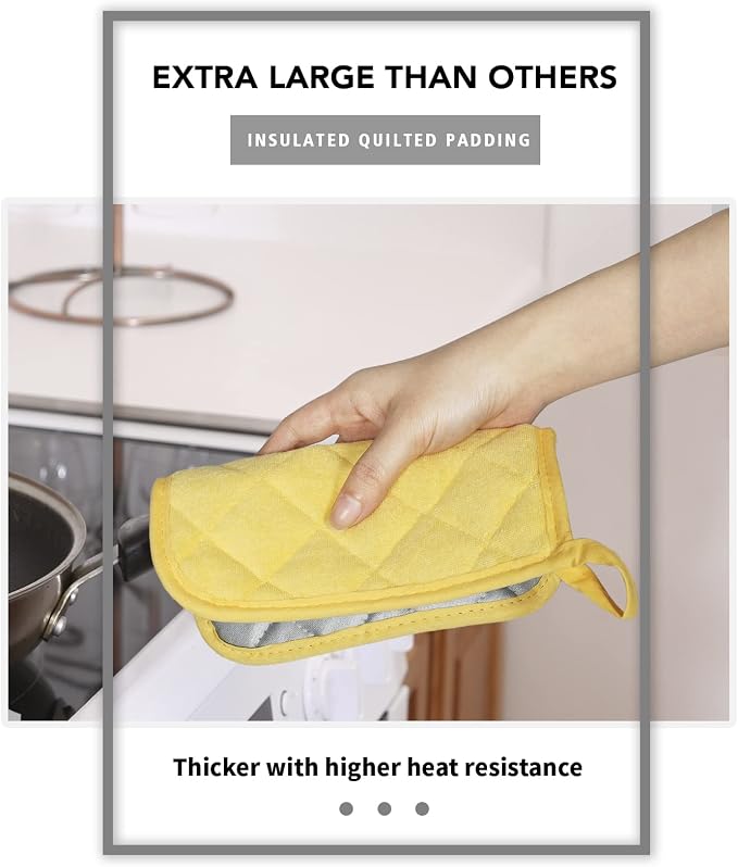 Joyhalo 5 Pack Pot Holders for Kitchen Clearance | Cotton Made, Machine Washable, Heat Resistant Potholder, Hot Pads, Trivet for Cooking and Baking, Yellow