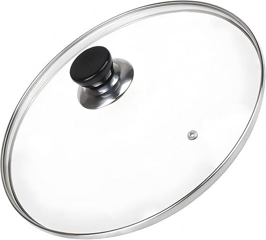 8 Inch Pan Lid, Universal Replacement Pot Lid for Frying Pans, Cast Iron Skillets, Tempered Glass Pan Cover with Steam Vent