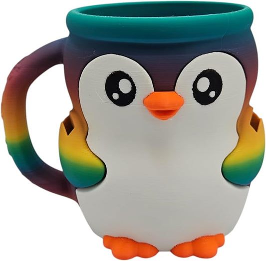 Ice Cream Pint Holder – Fits Standard Pints – Dual Spoon Sockets – Keeps Hands Warm – Fun Unique Designs with Vibrant Colors – Reusable Ice Cream Sleeve - Ramen Noodle Holder (Rainbow Penguin)