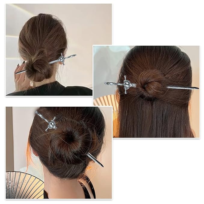 2 Pcs Metal Sword Hair Sticks Vintage Hair Chopsticks Simple and Elegant Hair Pins Sticks for Women and Girls Daily Wear