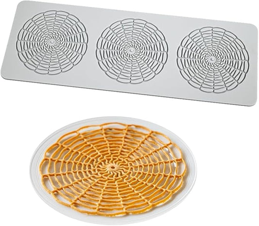 TUKE Tuile Molds Circular Grid Candy Mold Chocolate Candy 3D Hollow Leaf Silicone Mold, Sugar Craft Cake Decoration, Cupcake Top, Polymer Clay (Circular Grid_9.6x3.4x0.12 inch)