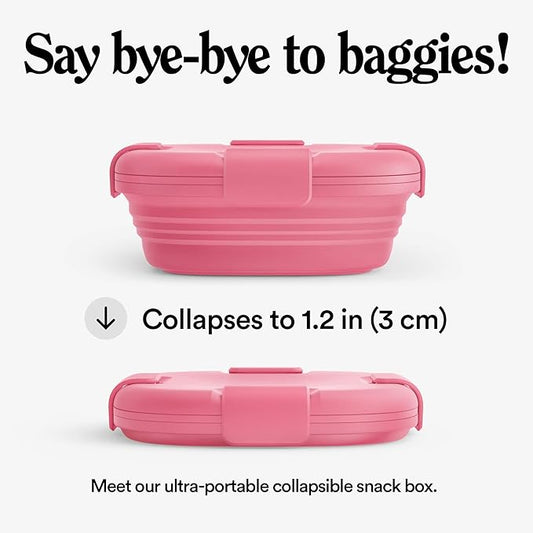 STOJO Collapsible Sandwich Box – 24oz, Reusable Food Storage Container, Silicone Bowl for Hot/Cold Food – Meal Prep, Lunch, Camping, Hiking – Dishwasher Safe (Set of 1, Peony)