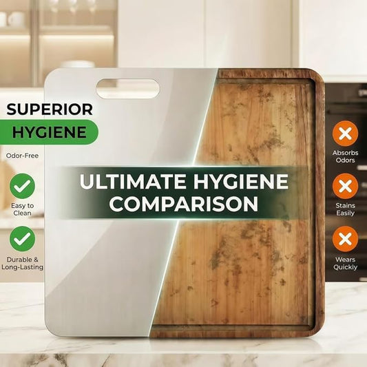 3 PCS Stainless Steel Cutting Boards for Kitchen, Non Toxic Chopping Boards for Meat, Fruits & Break, Dishwasher Safe, (15.3"x11", 13.4"x9", 11.8"x8")