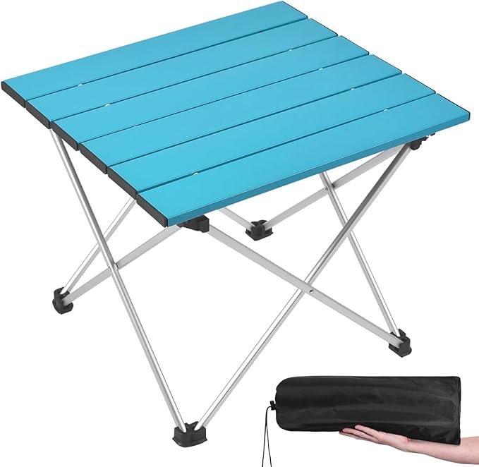Grope Portable Camping Table,Aluminum Folding Beach Table (Deep Blue-M) | Portable & Easy to Carry, With Carry Bag for Camping, Prefect for Outdoor, Picnic, BBQ, Cooking, Festival, Beach, Home Use