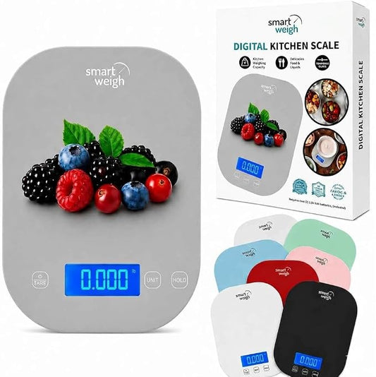 Smart Weigh Gray Digital Kitchen Scale for Cooking, Weight Loss, Calorie Tracking, Baking, Food Portion Control, and Meal Prep - Accurate Measurements in Grams and Ounces