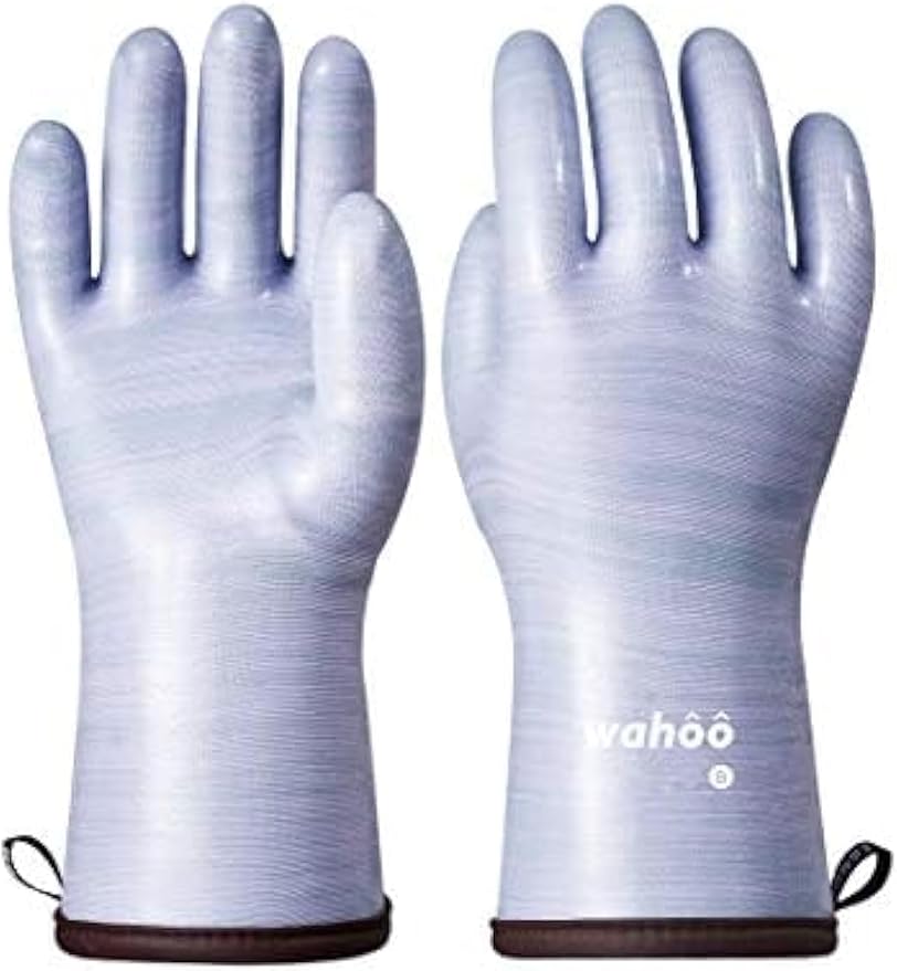 LANON Protection Wahoo Liquid Silicone Smoker Oven Gloves, Food-Contact Grade, Heat Resistant Gloves for Cooking, Grilling, Baking, Purple, XL/10