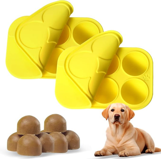 2Pcs 6 Cavities Silicone Molds for Dog Treats with Lids Compatible with Woof Pupsicle Large Refill and Power Chewer Pupsicle, Frozen Dog Treat Holder Woof Dog Treats Popsicle Dog Toy Dog Treat Maker
