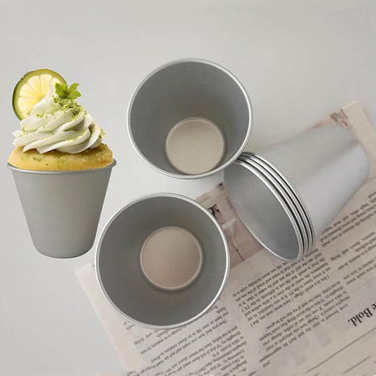 6 PCS Tart Pan Set, Aluminum Popover Pans, Individual Yorkshire Pudding Cup Molds, Deep Round Dish for Egg Tart, Muffin, Cupcake (3.58x 2.28x 3.15 Inch)