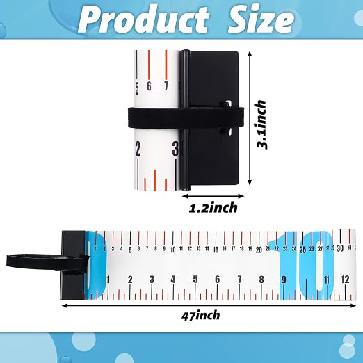 VioraWhite 2 Pcs 47 Inch Fishing Ruler Fishing Measuring Tape with Bump Board Waterproof Portable Roll up Fish Measuring Board Device Tool for Crappie Tuna Shark Swordfish