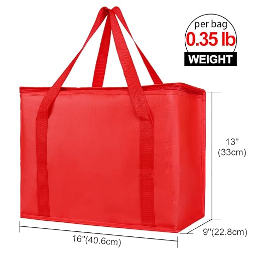 Bodaon 1-Pack Insulated Reusable Grocery Shopping Bags, X-Large Picnic Cooler Bag with Top Cold, Insulated Food/Pizza Delivery Bag (Red)