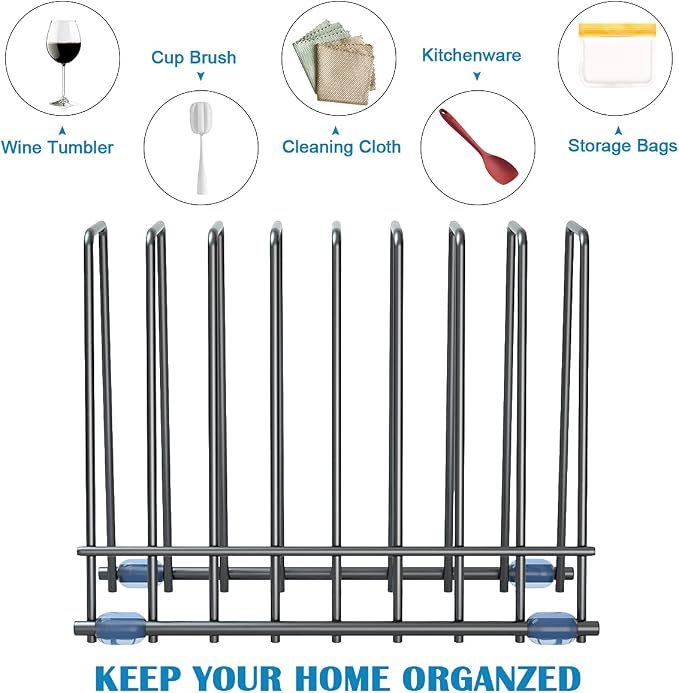 Reusable Storage Bags Rack, Stainless Stand for Reusable Storage Bags, Drying Rack Holder for Reusable Bags, Books, Makeup Brush (Black)