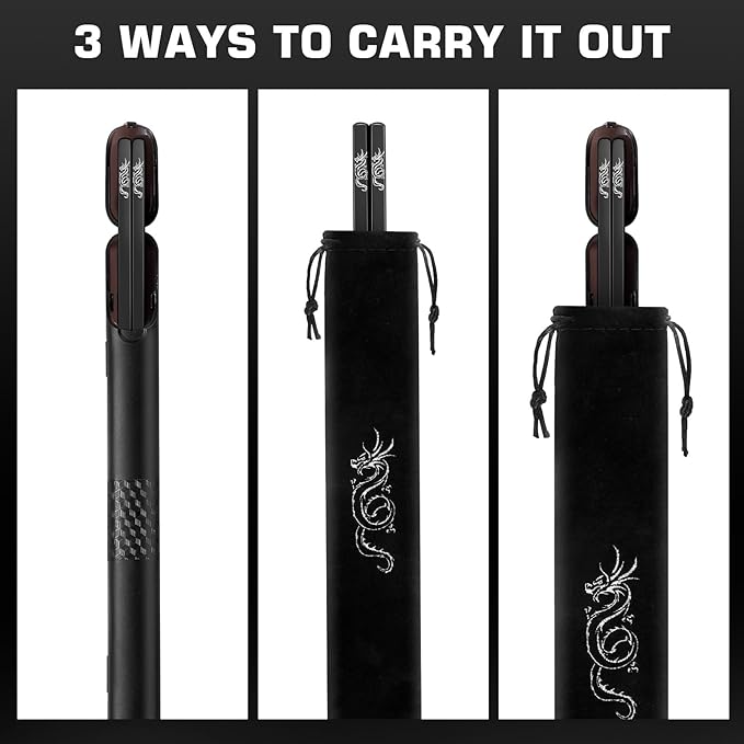 Youda 99.8% Pure TITANIUM Chopsticks 1 Pairs with Black Carrying Case Ultralight and Reusable Chopsticks for Camping, Home, Travel