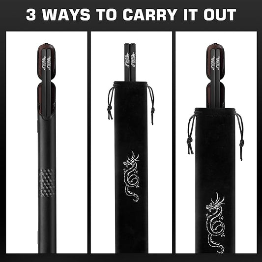 Youda 99.8% Pure TITANIUM Chopsticks 1 Pairs with Black Carrying Case Ultralight and Reusable Chopsticks for Camping, Home, Travel