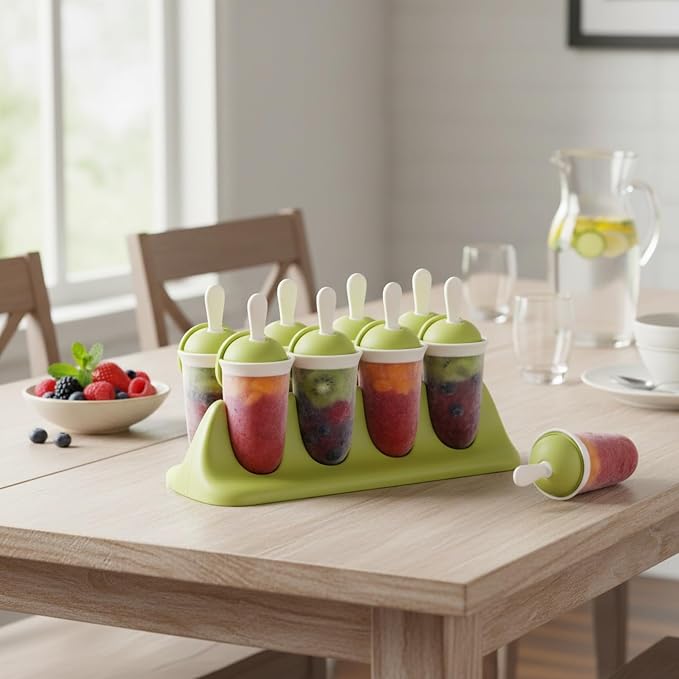 Easy-Use Vertical Popsicle Mold, 8-Cavity Ice Pop Maker for Compact Freezers, Durable PP Plastic Tray
