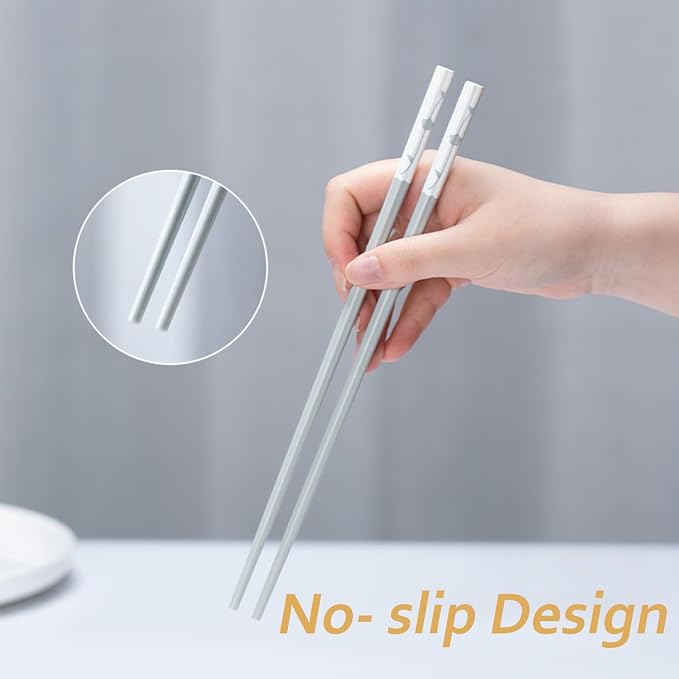 5 Pairs Fiberglass Chopsticks Dishwasher Safe, Slivek Reusable Chopsticks Non-slip and Lightweight, 24.3cm/9.57in Japanese Chinese Korean Chop Stick, Blue